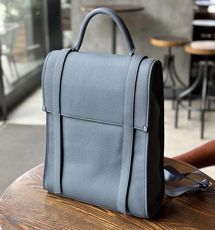 Sleek Cowhide Leather Backpack