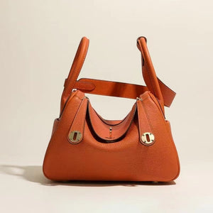 Cowhide-canvas shoulder bag