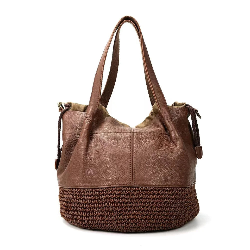 Woven Elegance Leather Tote