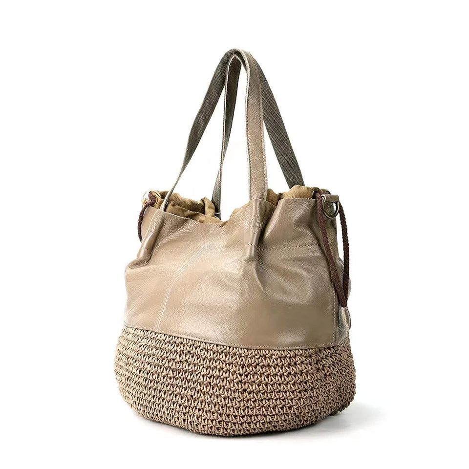 Woven Elegance Leather Tote