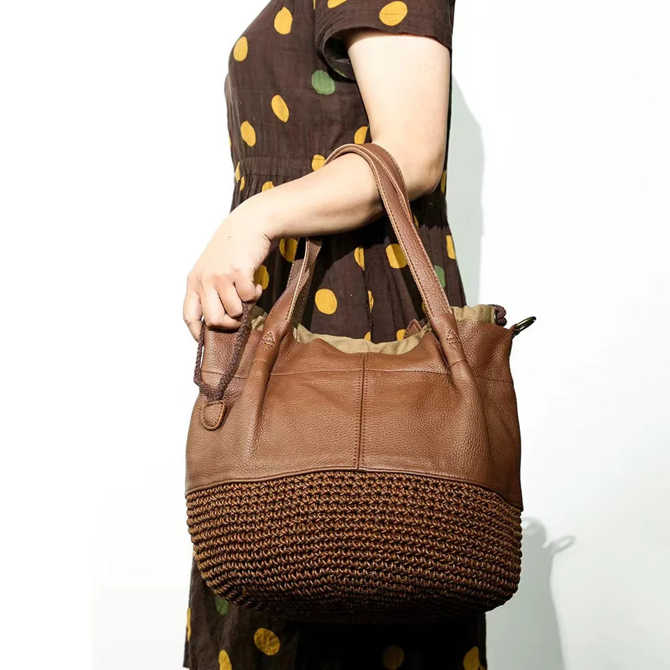 Woven Elegance Leather Tote