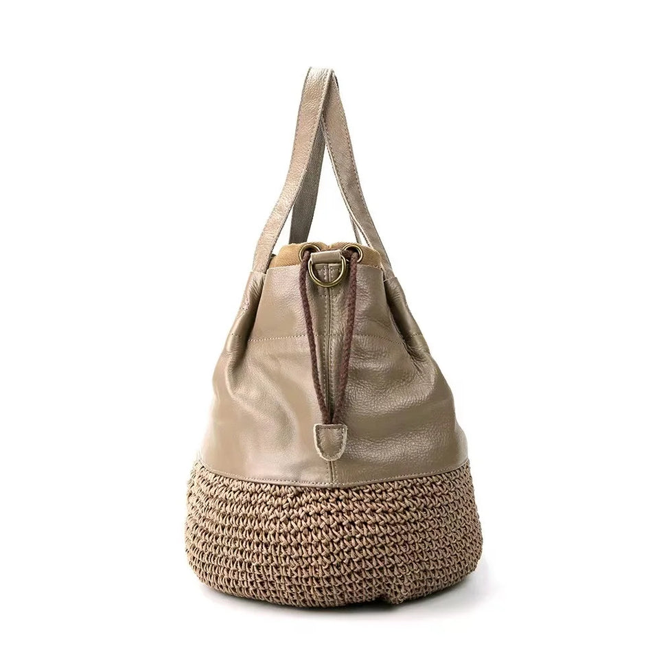 Woven Elegance Leather Tote