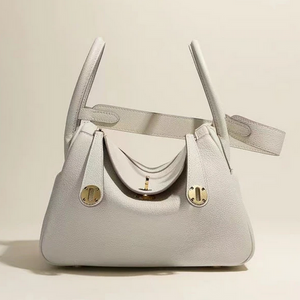 Cowhide-canvas shoulder bag