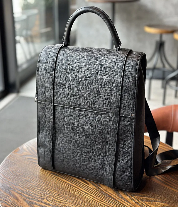 Sleek Cowhide Leather Backpack