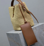 Raffia bucket bag