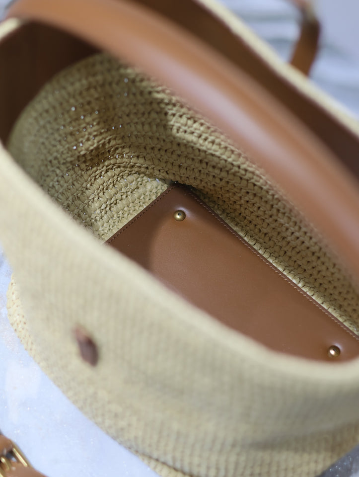 Raffia bucket bag