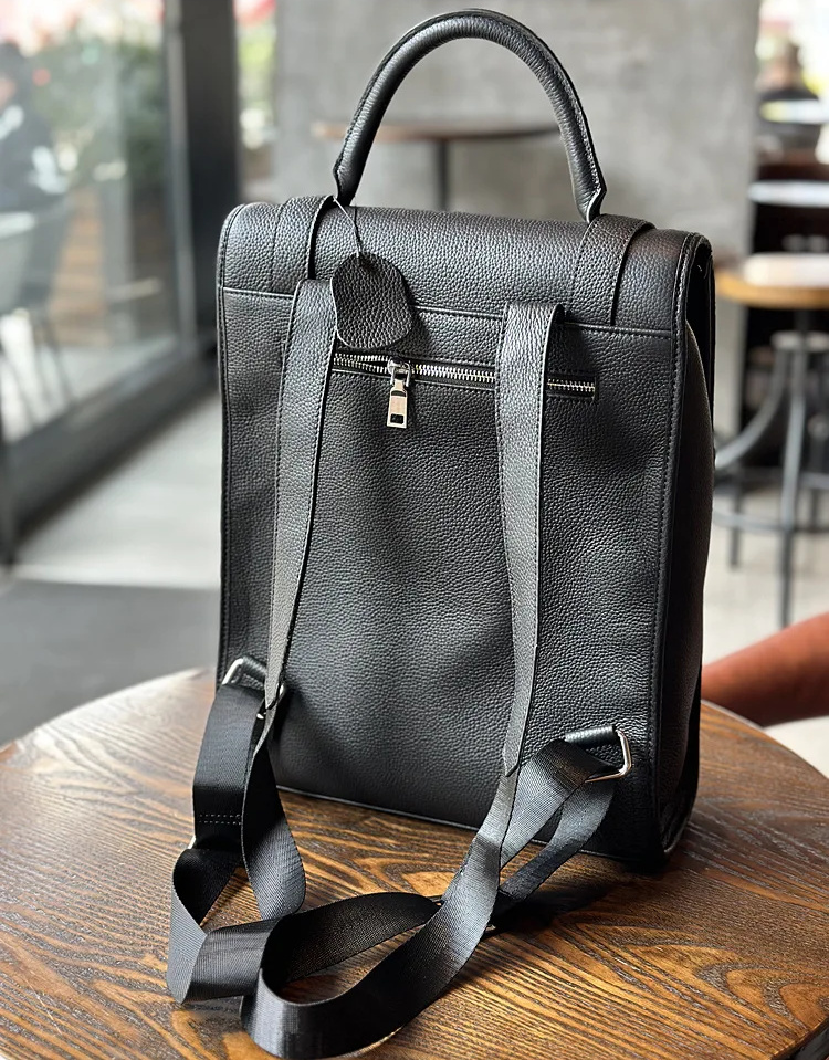 Sleek Cowhide Leather Backpack