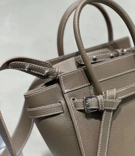 Black Medium Gate Top Handle Leather Handbag