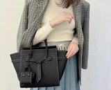 Black Medium Gate Top Handle Leather Handbag
